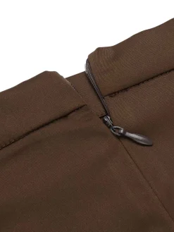Fashion Retro Stage 1940s High Waist Solid Skirt Coffee