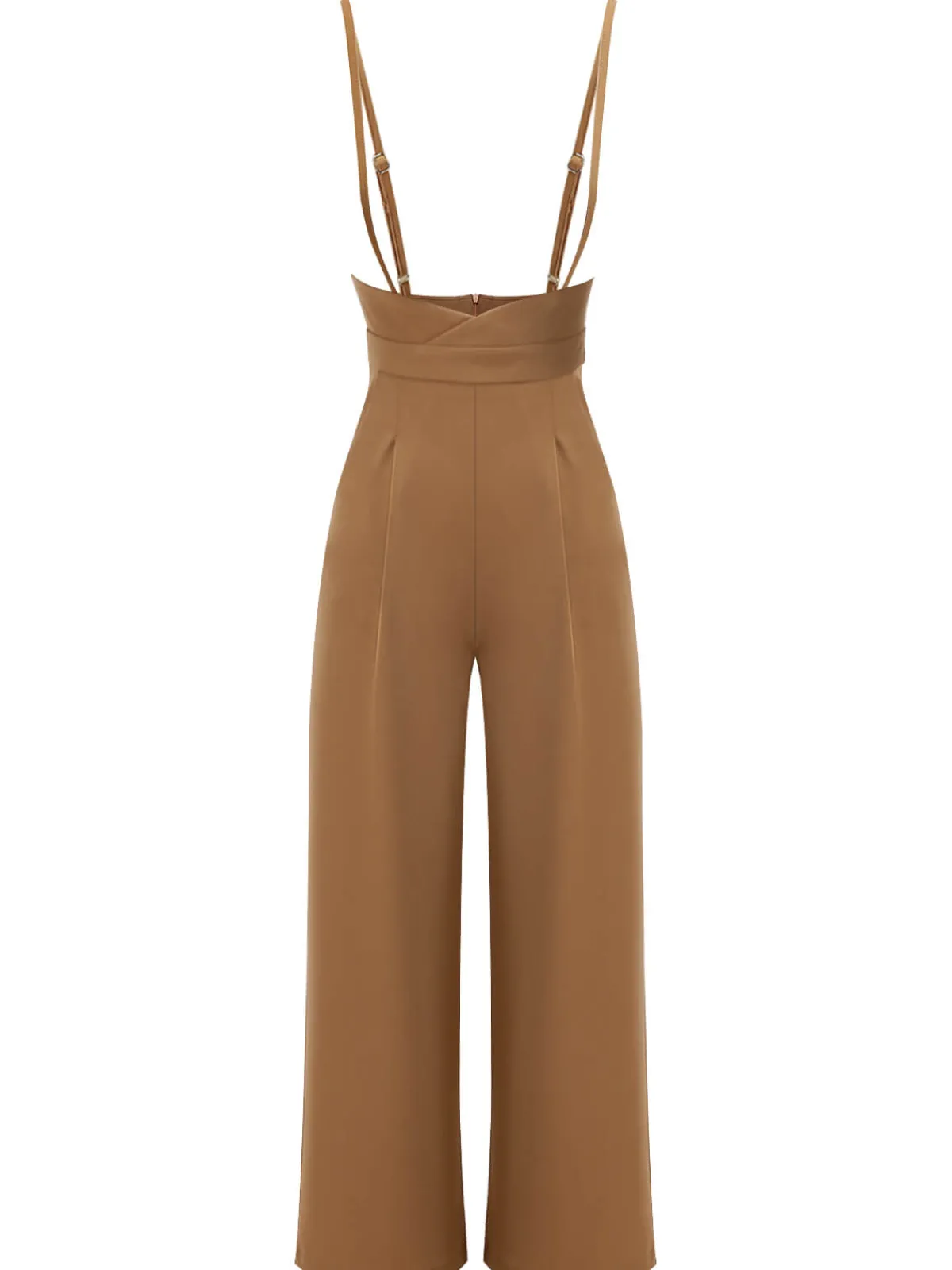 Fashion Retro Stage 1930s Solid Suspender Jumpsuit Coffee