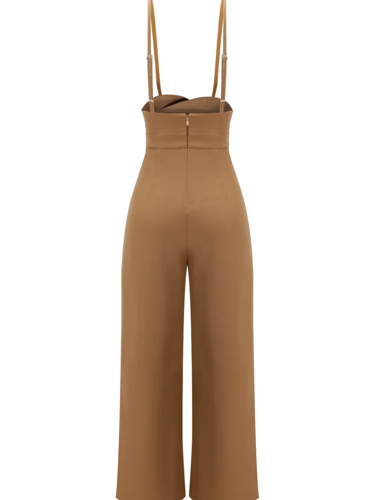 Fashion Retro Stage 1930s Solid Suspender Jumpsuit Coffee