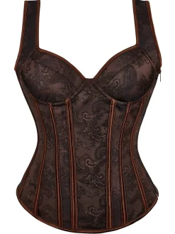 Clearance Retro Stage Steampunk Strap Gothic Corset Coffee