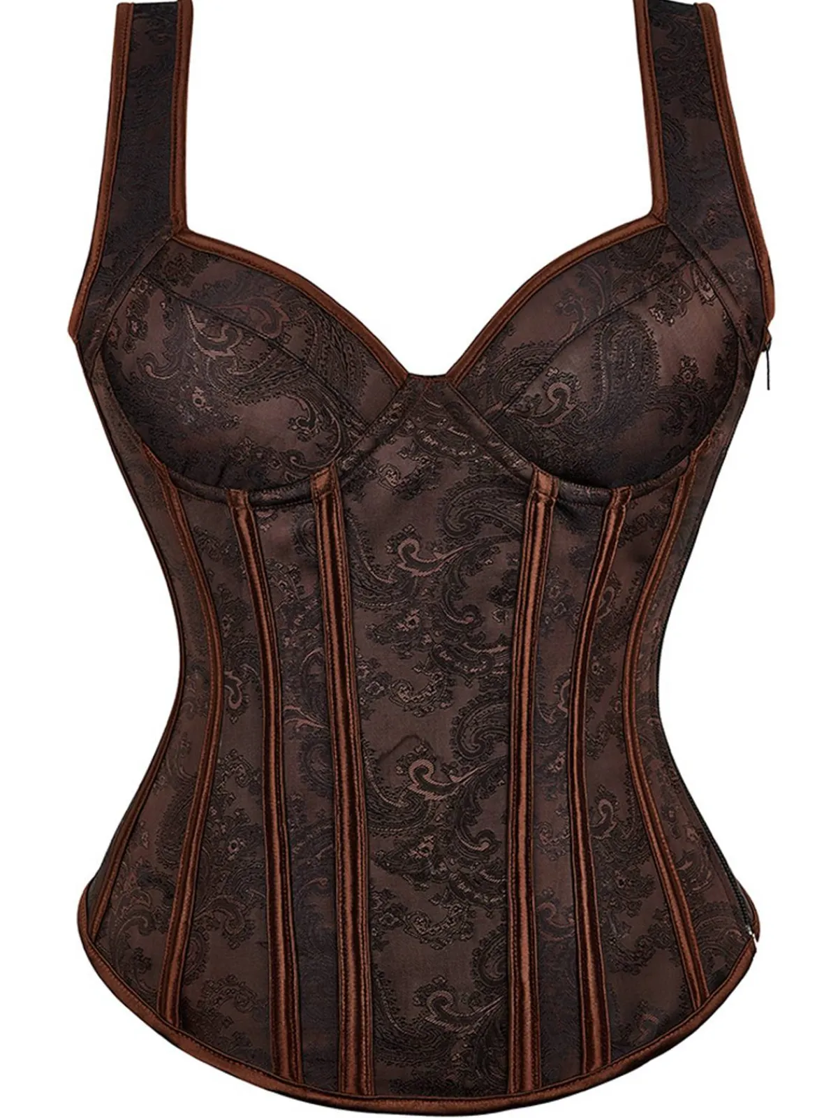 Clearance Retro Stage Steampunk Strap Gothic Corset Coffee