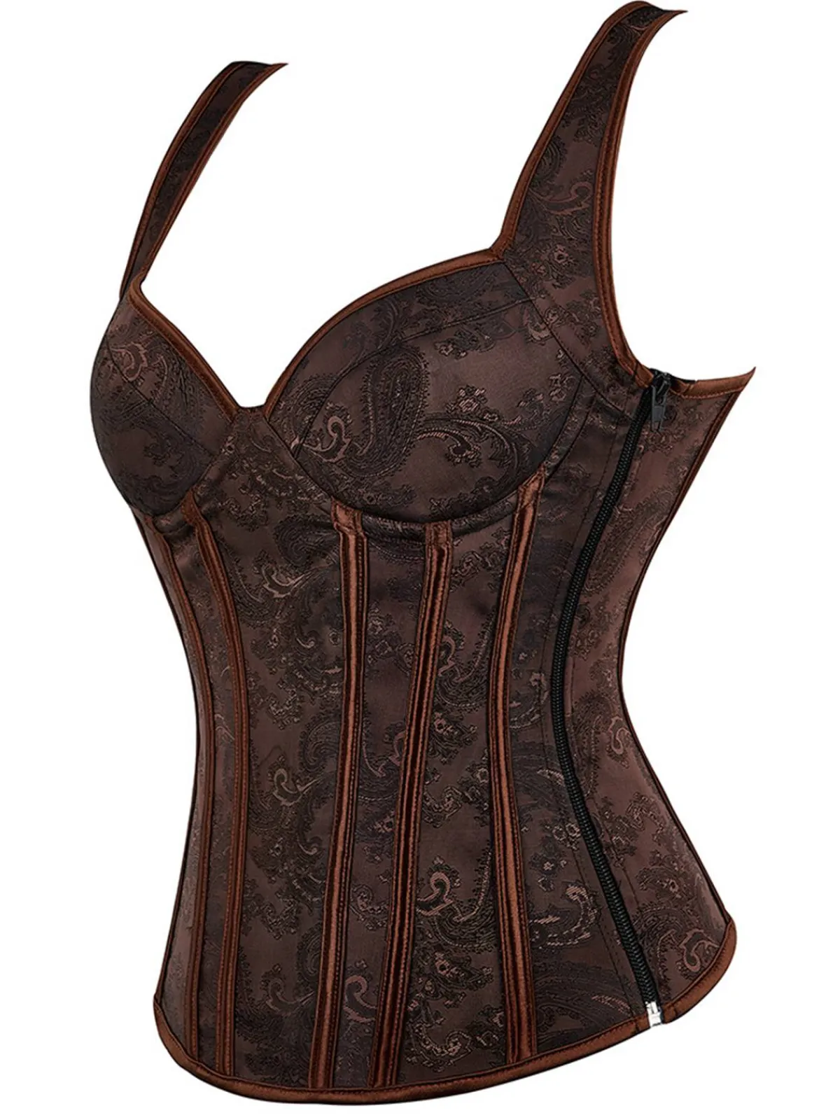 Clearance Retro Stage Steampunk Strap Gothic Corset Coffee