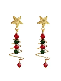 Online Retro Stage Colorful Christmas Star Crystal Earrings