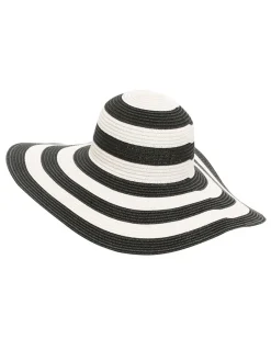 Sale Retro Stage Contrast Stripes Wide Brim Sun Hat
