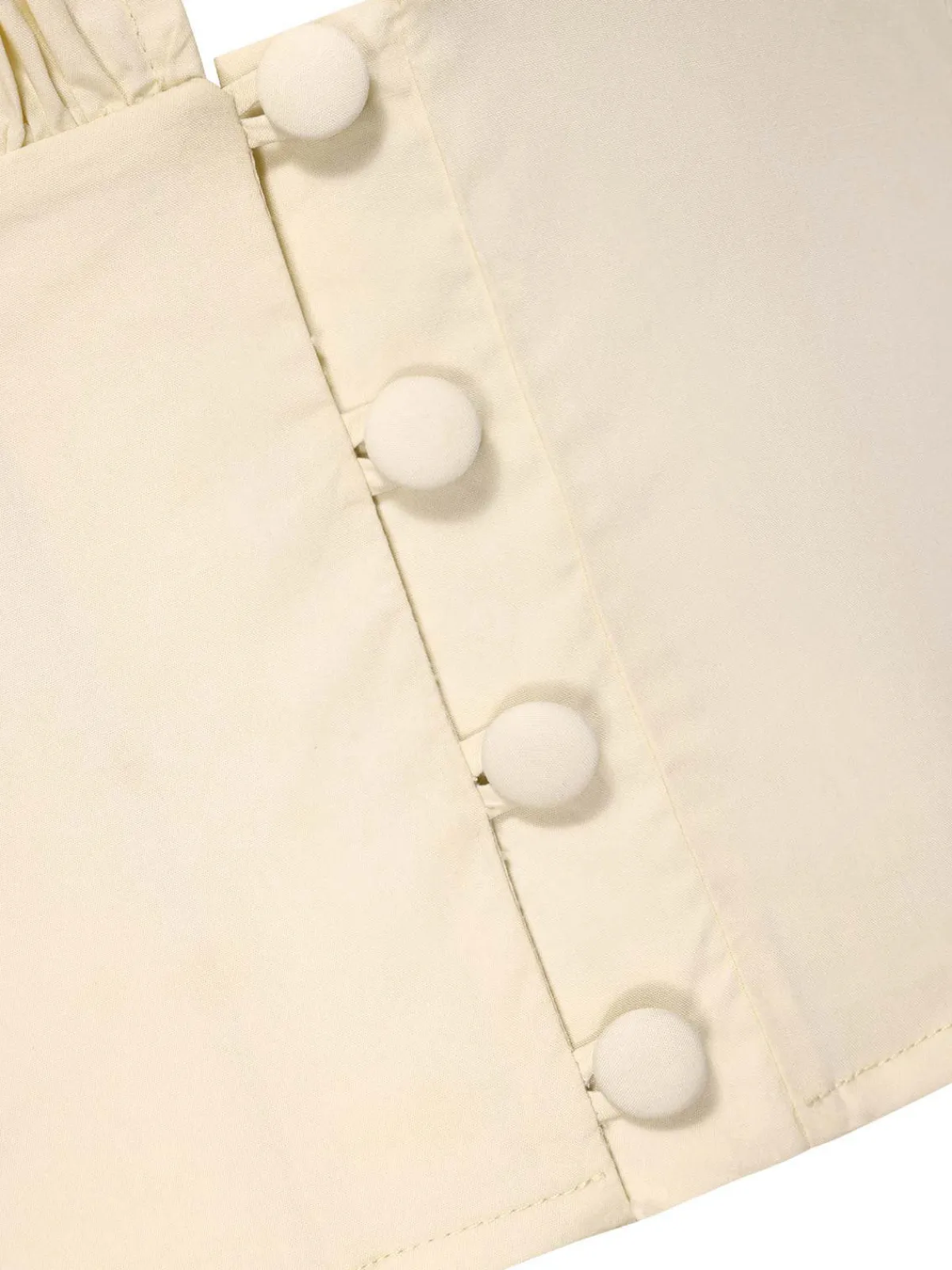 New Retro Stage Cream 1940s Cotton Deep V-Neck Ruched Top Cream White