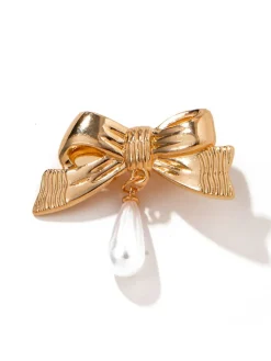 Hot Retro Stage 3D Bow Pearl Drop Hair Clip