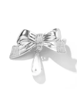 Hot Retro Stage 3D Bow Pearl Drop Hair Clip