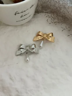 Hot Retro Stage 3D Bow Pearl Drop Hair Clip