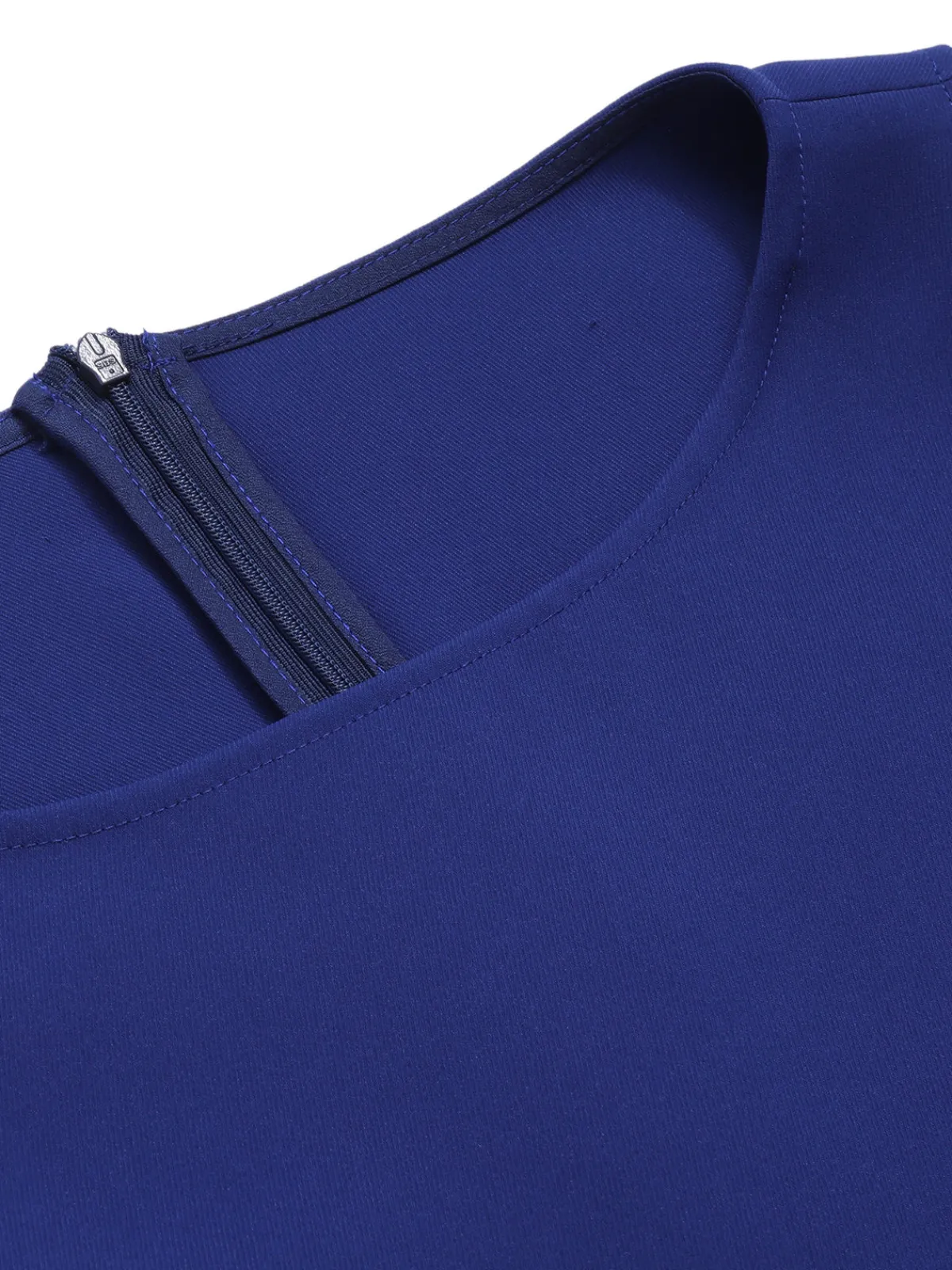 Outlet Retro Stage & Yellow 1950s Solid Boat Neck Dress Dark Blue