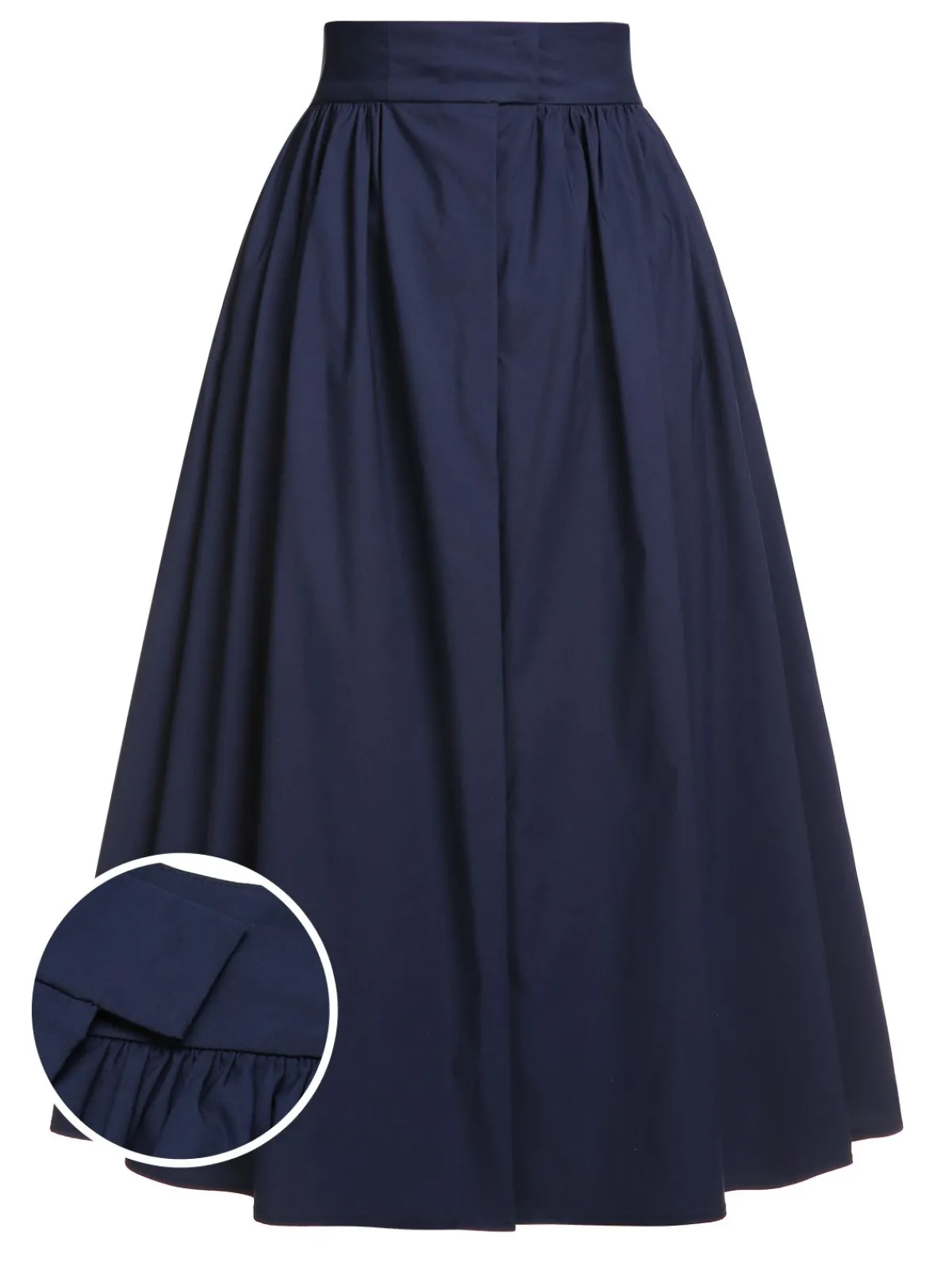 Best Retro Stage Gray 1960s Solid Umbrella Skirt Dark Blue