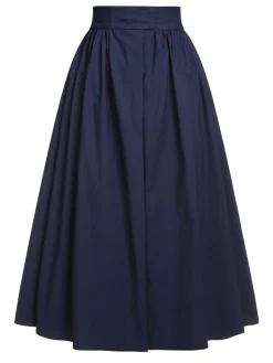 Best Retro Stage Gray 1960s Solid Umbrella Skirt Dark Blue