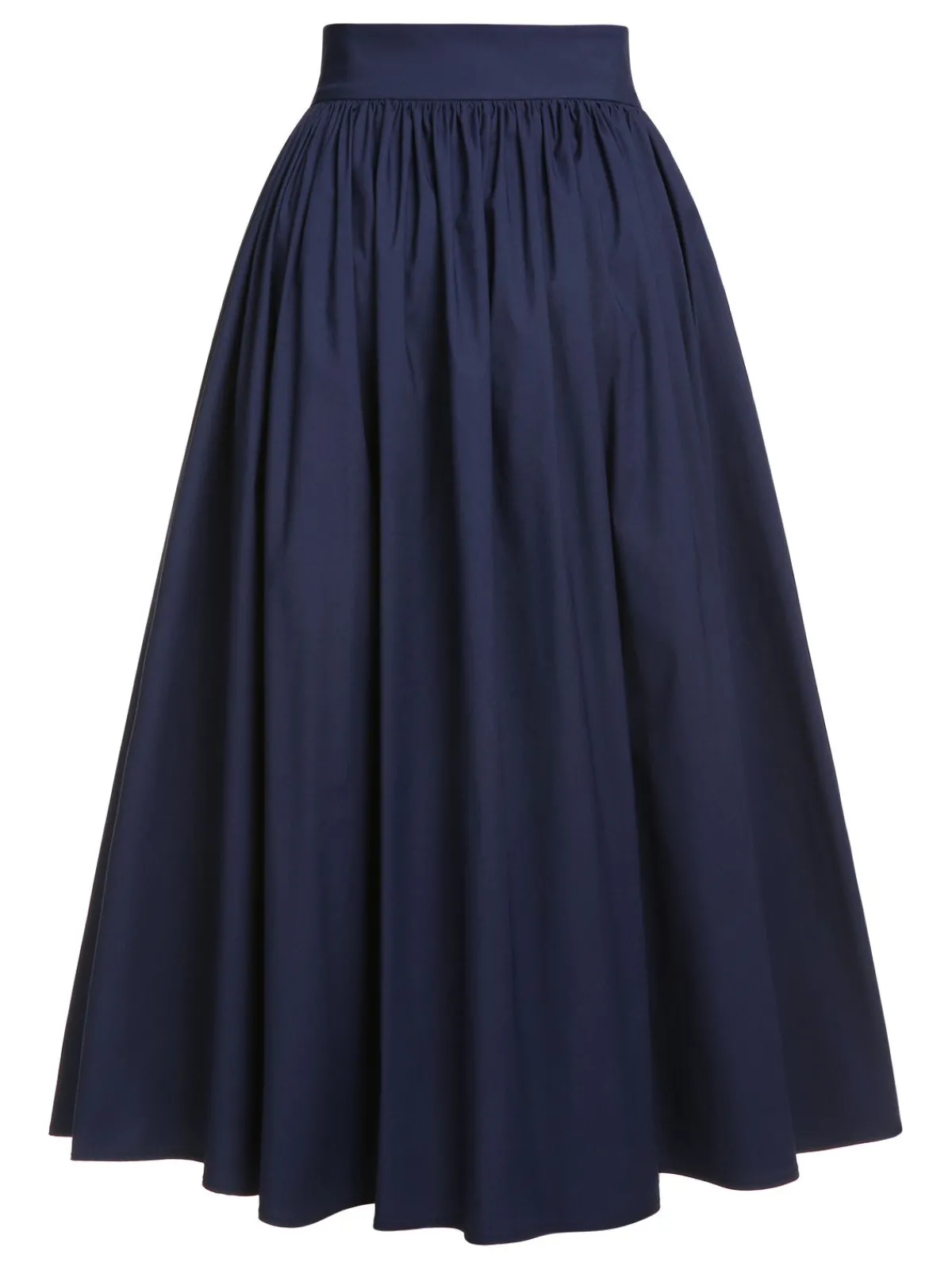 Best Retro Stage Gray 1960s Solid Umbrella Skirt Dark Blue