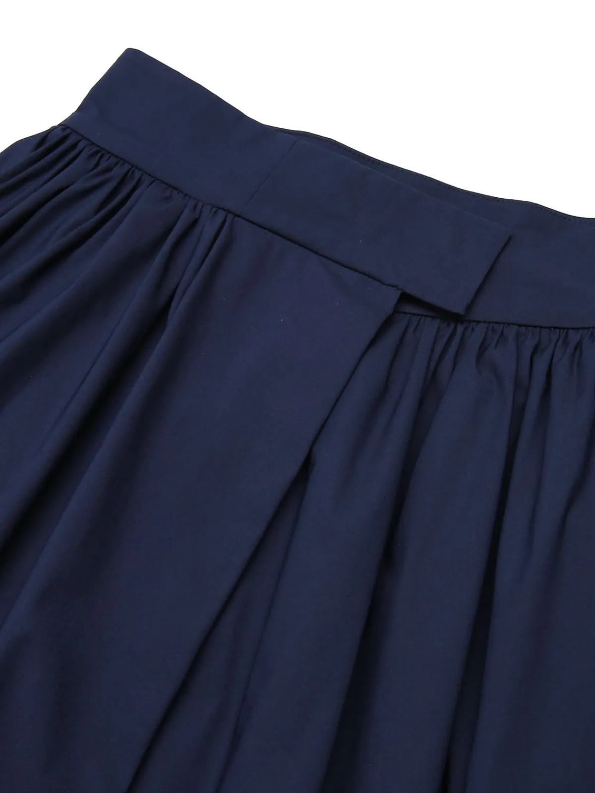 Best Retro Stage Gray 1960s Solid Umbrella Skirt Dark Blue