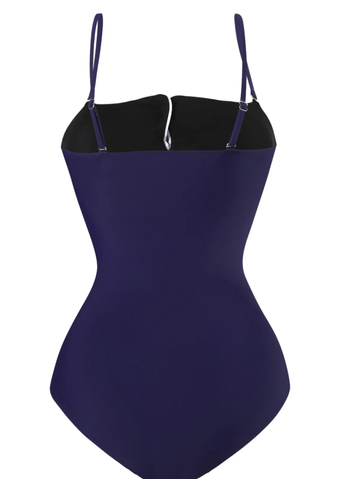 Outlet Retro Stage 1940s Button Spaghetti Strap One-piece Swimsuit Dark Blue