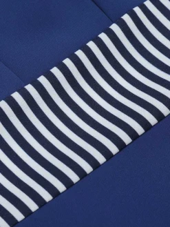Outlet Retro Stage 1960s Buttoned Stripes Dress Dark Blue