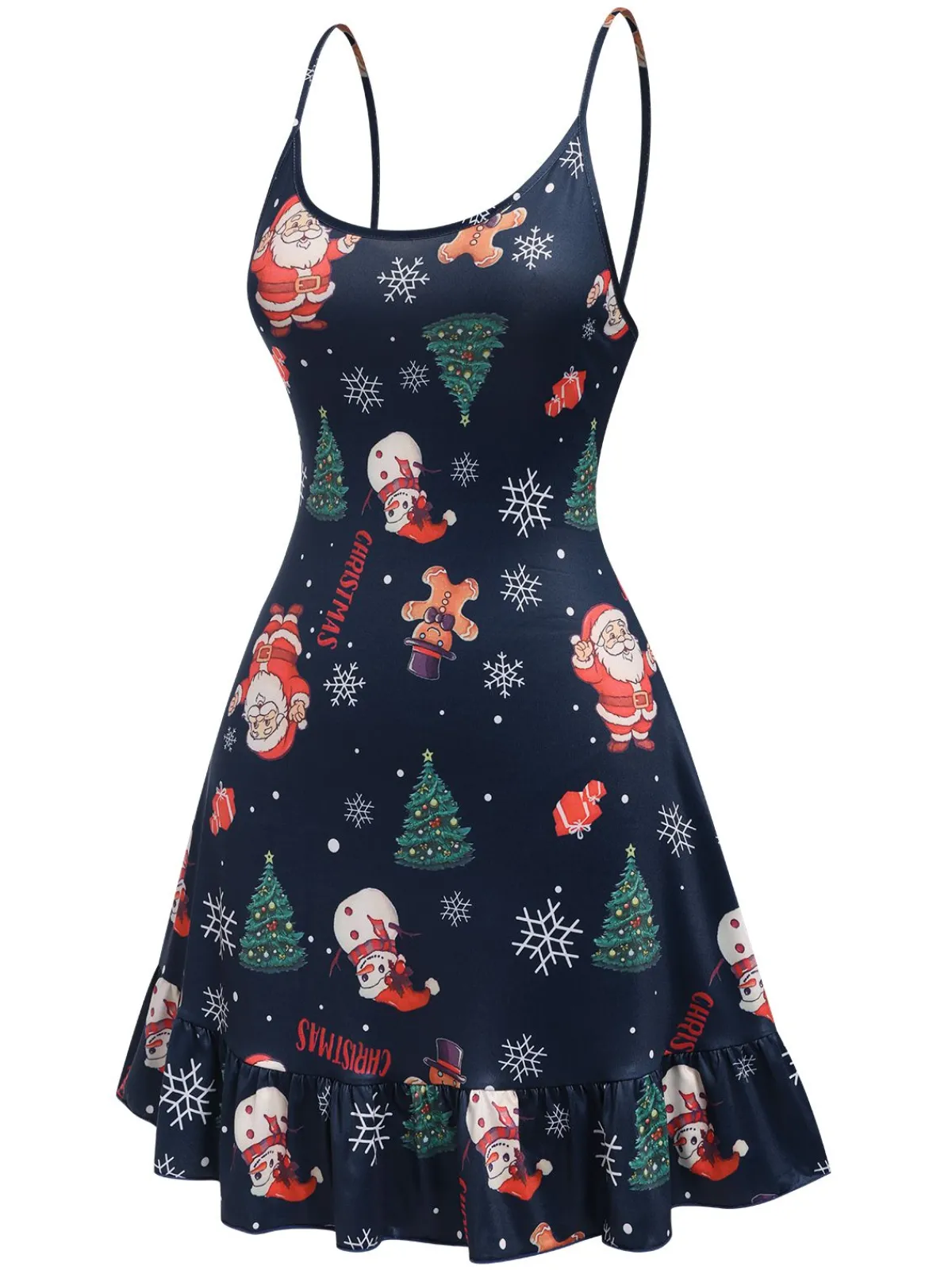 Fashion Retro Stage Dark 1940s Christmas Straps Nightgown Blue