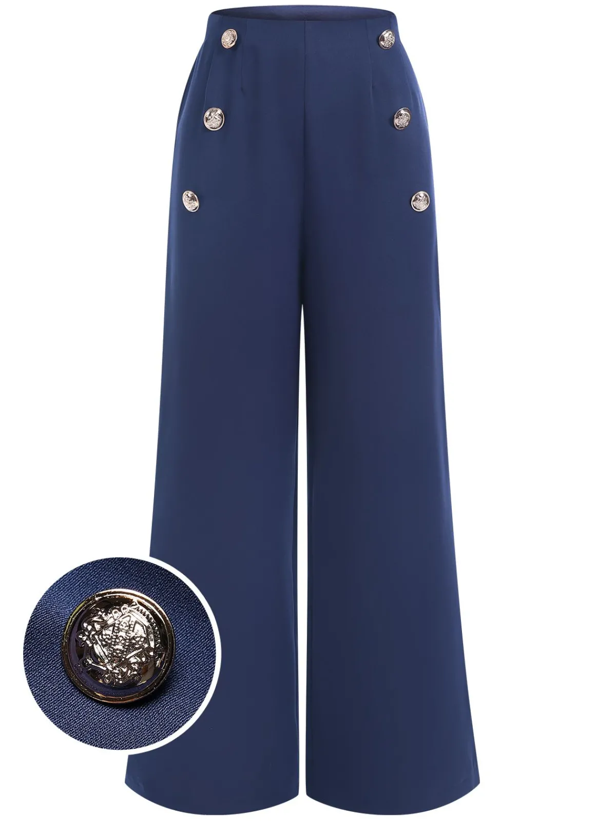 Hot Retro Stage 1940s Double Breasted Wide Leg Pants Dark Blue
