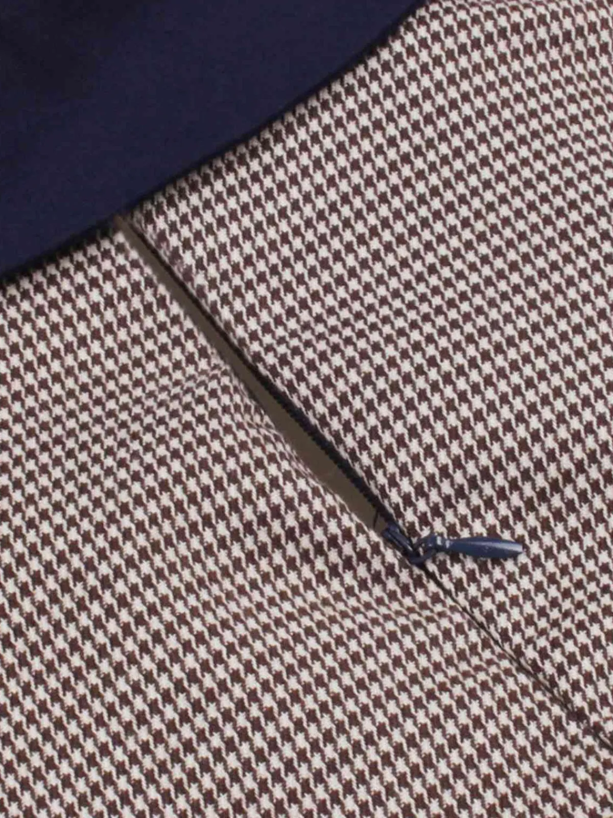 Online Retro Stage 1950s Houndstooth Patchwork Belted Dress Dark Blue