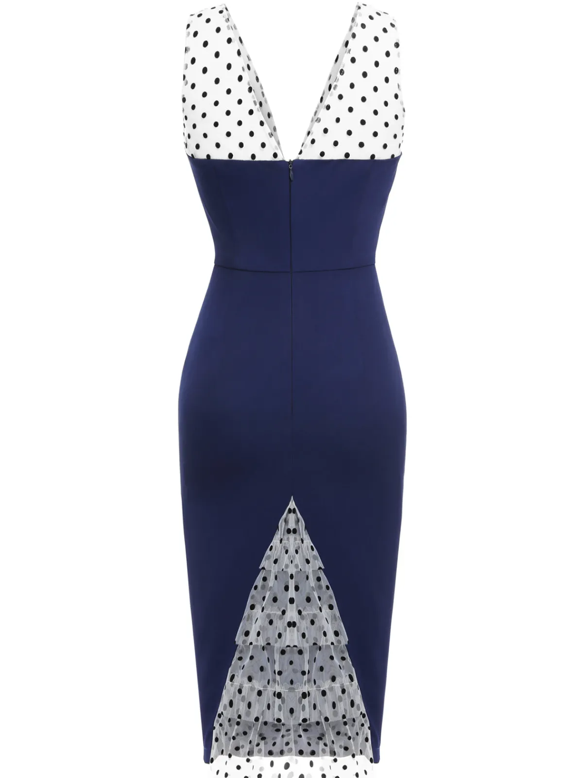 Discount Retro Stage 1960s Patchwork Pencil Dress Dark Blue