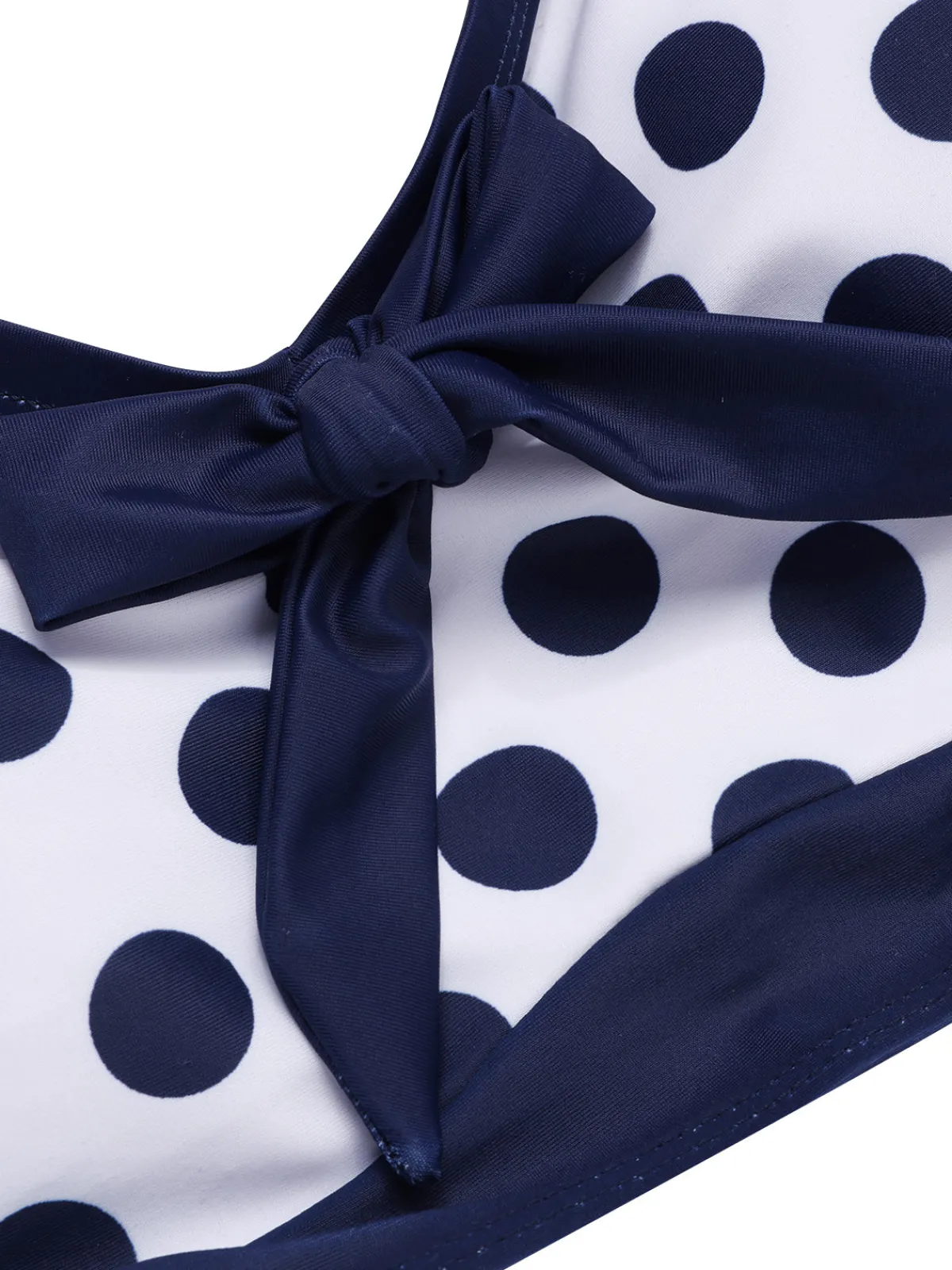 Outlet Retro Stage 1950s Polka Dot Bow Patchwork Bikini Set Dark Blue