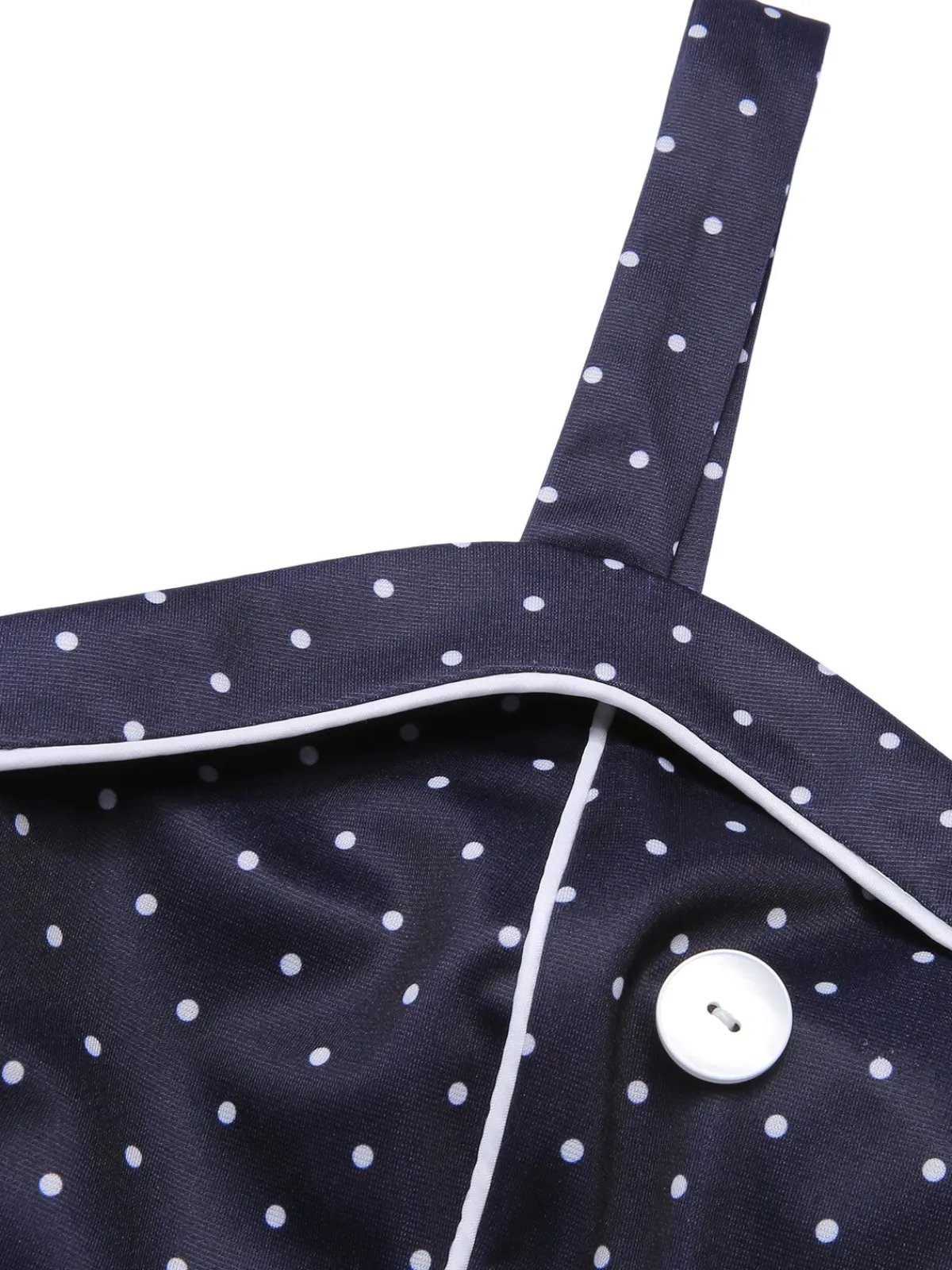 Clearance Retro Stage 1930s Polka Dots Straps Jumpsuit Dark Blue