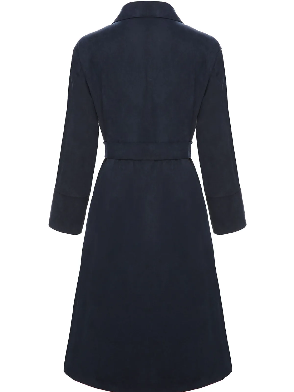 Sale Retro Stage 1950s Solid Belted Coat Dark Blue