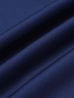 Outlet Retro Stage 1950s Solid High-Waist Pleated Skirt Dark Blue