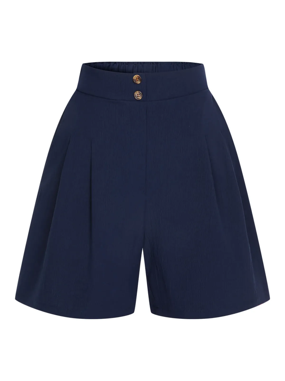 Outlet Retro Stage 1940s Solid Pleated Shorts Dark Blue