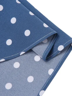 Hot Retro Stage 1930s V-Neck Polka Dots Belted Dress Dark Blue