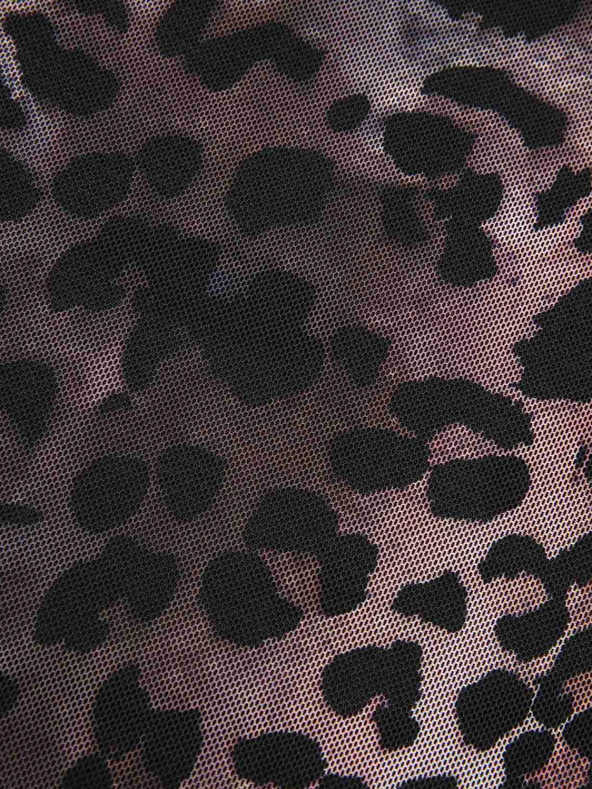 Best Retro Stage 1950s Leopard Mesh Mermaid Skirt Dark Brown