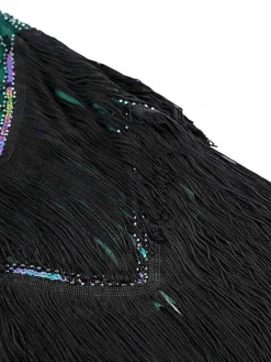 Outlet Retro Stage Dark Geen 1920s Sequined Fringe Dress Green