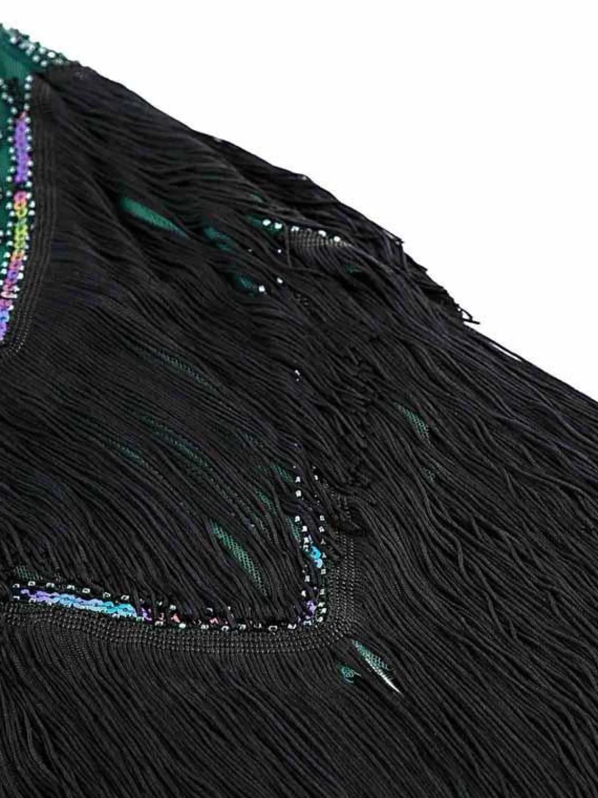Outlet Retro Stage Dark Geen 1920s Sequined Fringe Dress Green