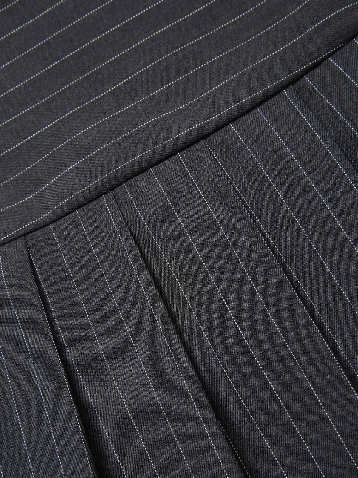 Hot Retro Stage Dark Gray 1960s Pinstripes Belted Pleated Skirt