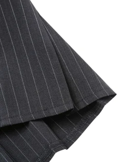 Hot Retro Stage Dark Gray 1960s Pinstripes Belted Pleated Skirt