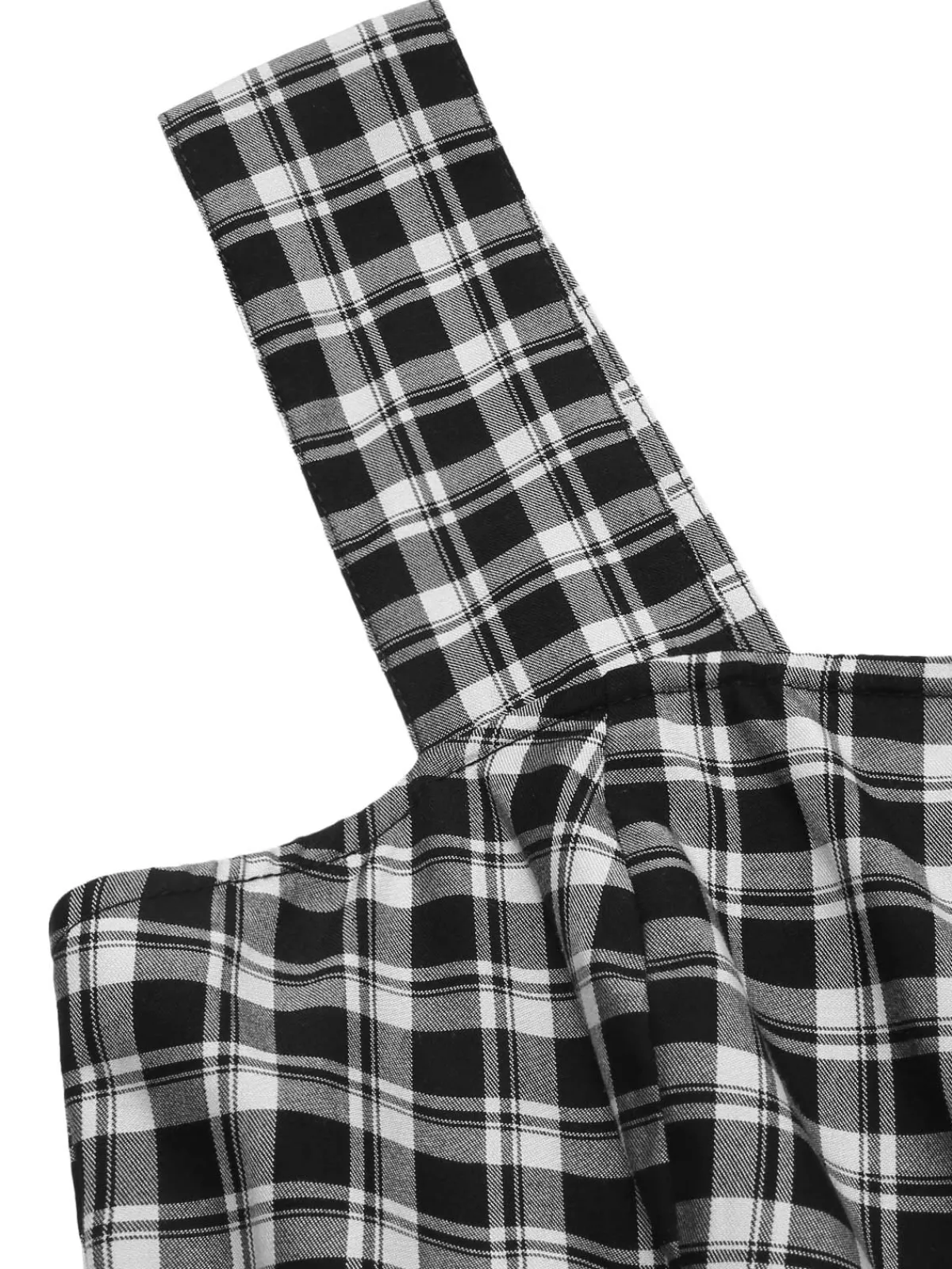Best Retro Stage 1950s Strap Plaids Sleeveless Dress Dark Gray