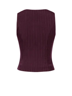 Clearance Retro Stage Dark Gray 1960s V-Neck Pinstripes Sleeveless Top