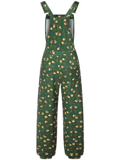 Online Retro Stage 1930s Christmas Bells Multi-Pocket Jumpsuit Dark Green