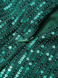 Online Retro Stage 1930s Cowl Neck Sequined Jumpsuit Dark Green