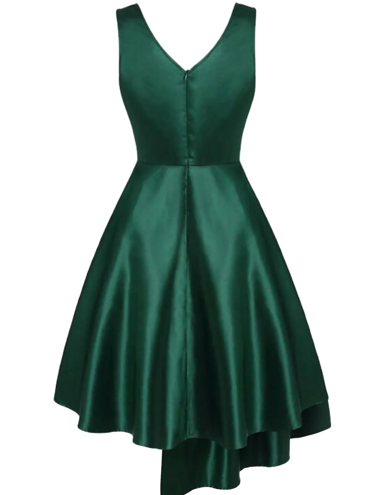 Online Retro Stage 1950s Hi-Lo Swing Dress Dark Green