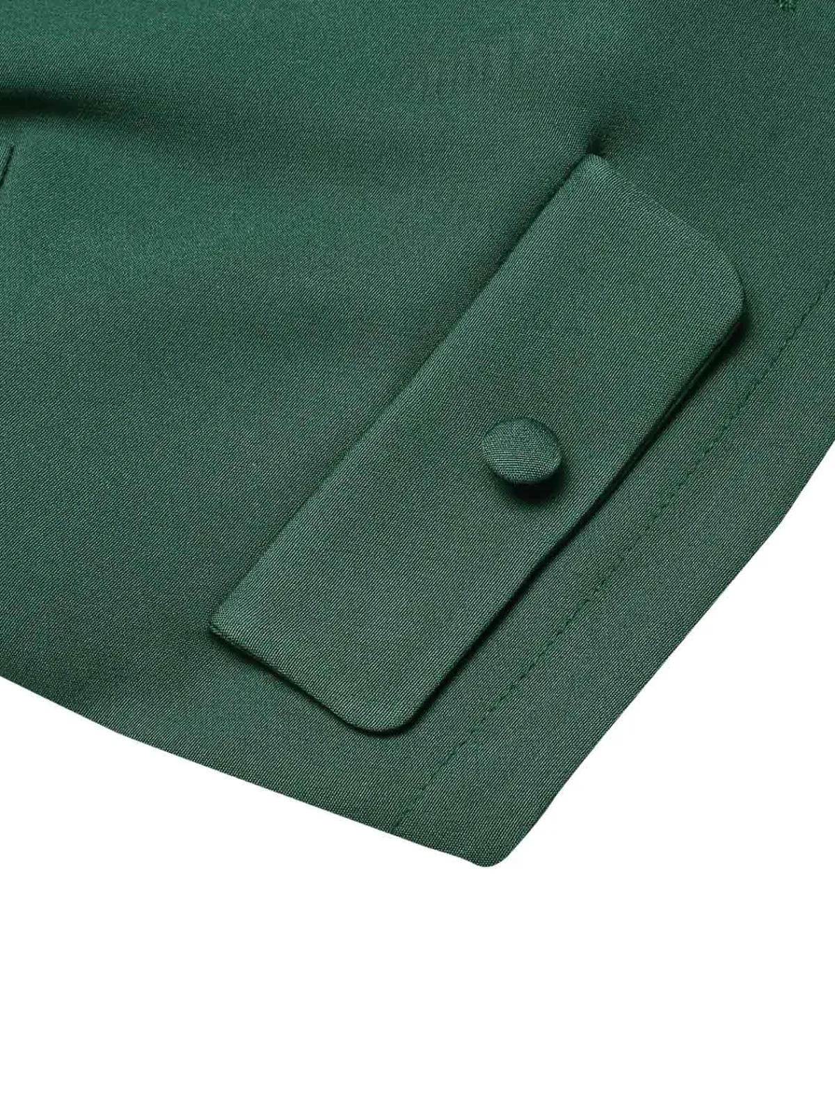 New Retro Stage 1940s Lapel Button Cropped Blazer Dark Green