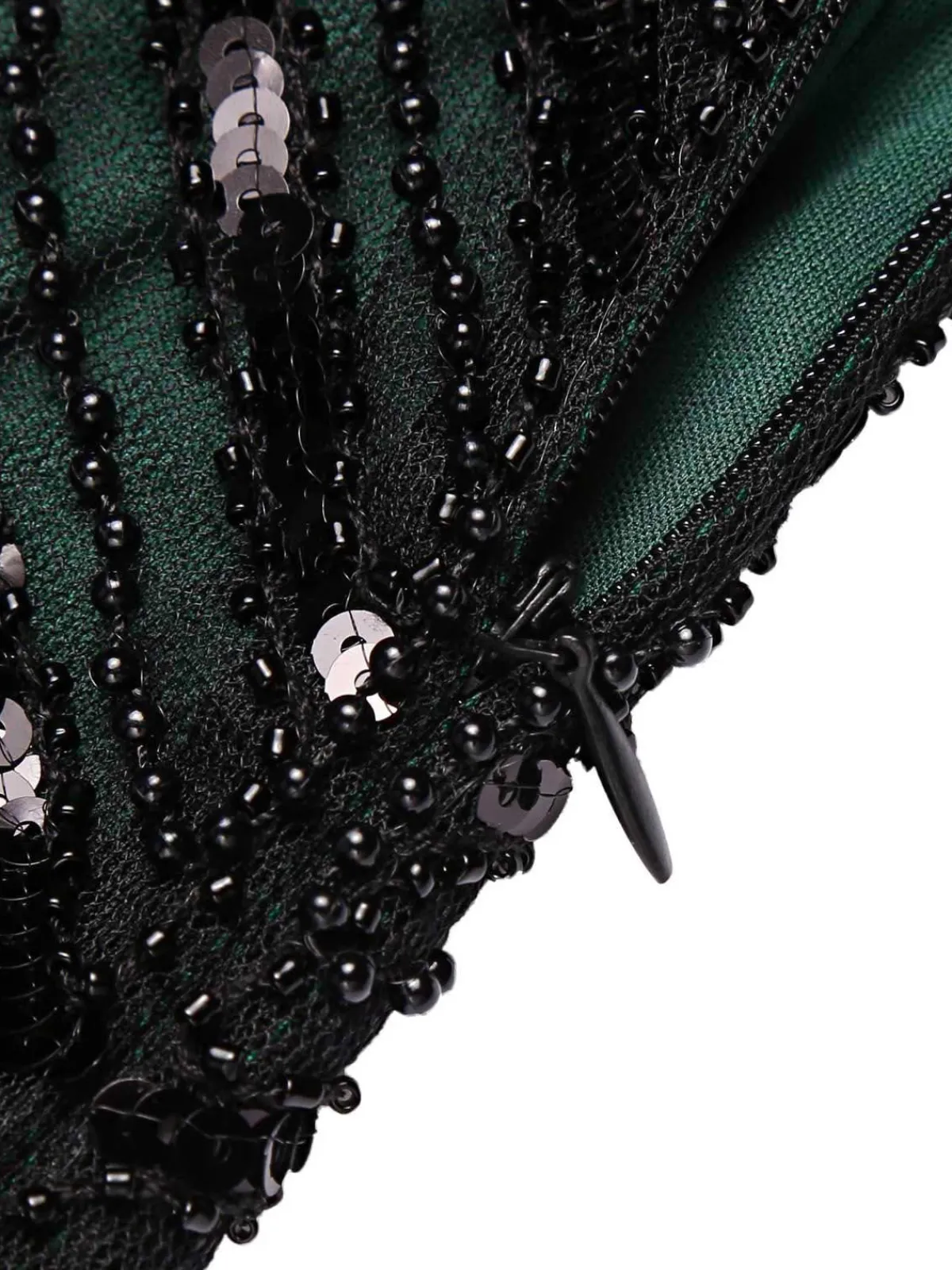 Best Retro Stage 1920s Sequined Flapper Dress dark green