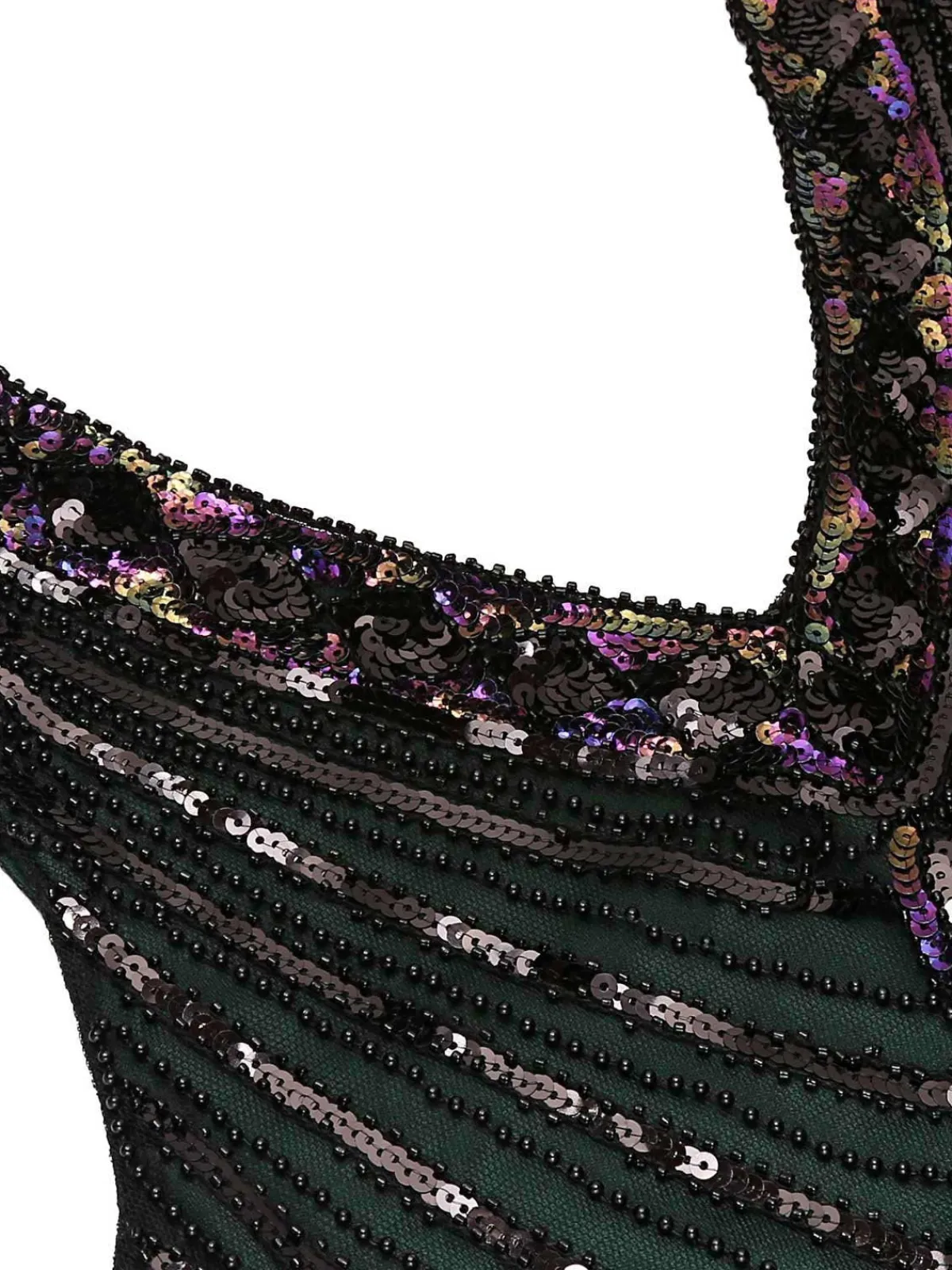 Best Retro Stage 1920s Sequined Flapper Dress dark green