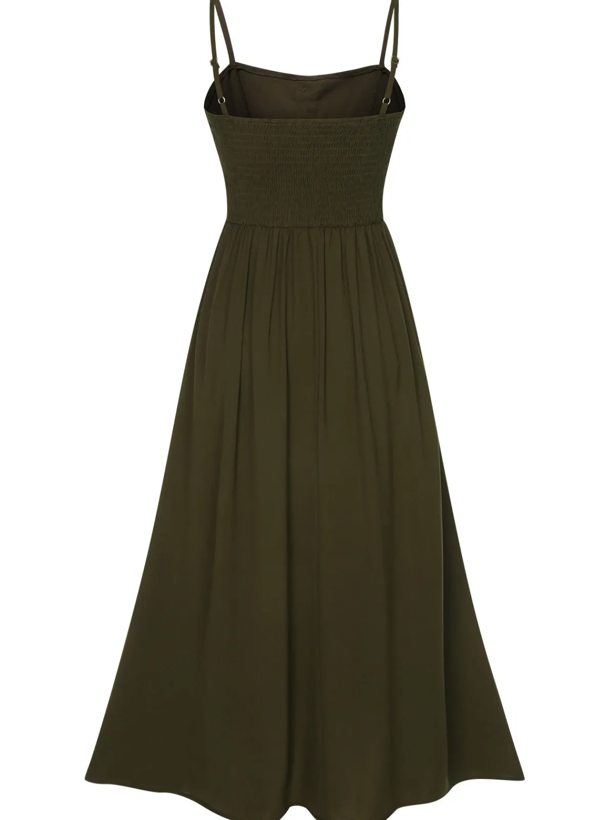 Fashion Retro Stage 1940s Solid Button Sling Dress Dark Green