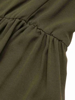 Fashion Retro Stage 1940s Solid Button Sling Dress Dark Green
