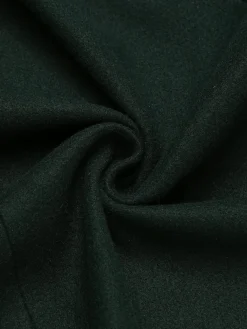 Online Retro Stage Dark Green 1940s Solid Button Coat
