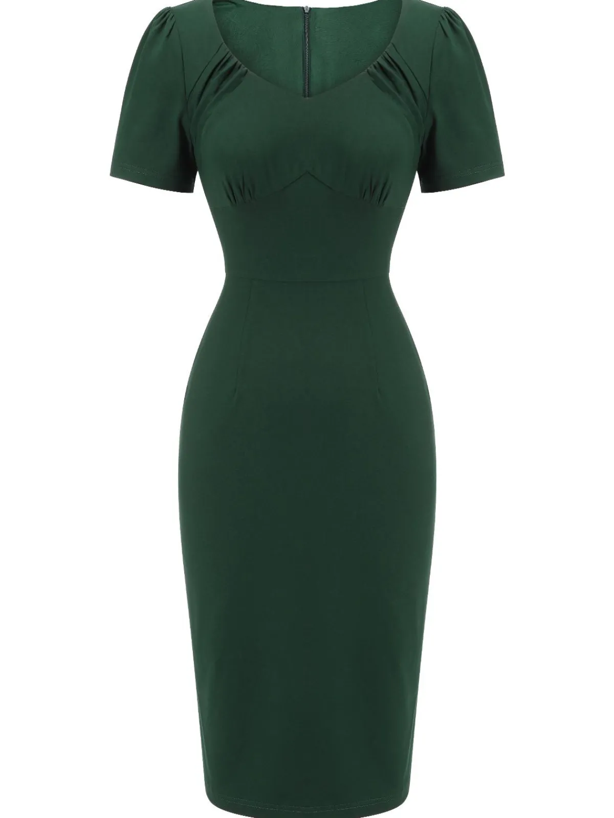 New Retro Stage 1940s Solid Wrap Dress Dark Green