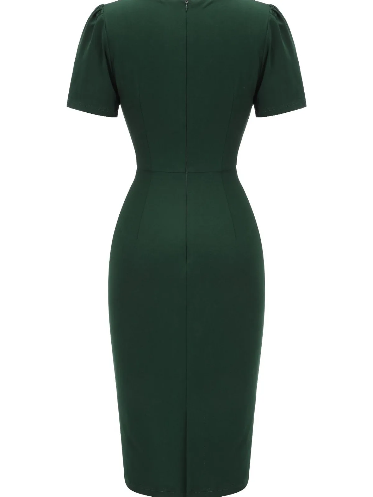 New Retro Stage 1940s Solid Wrap Dress Dark Green
