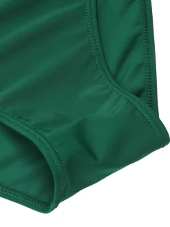 New Retro Stage 1940s Striped Ruffled Swimsuit Dark Green
