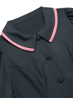 Hot Retro Stage Dark Grey 1950s Lapel Bow Short Coat Dark Gray