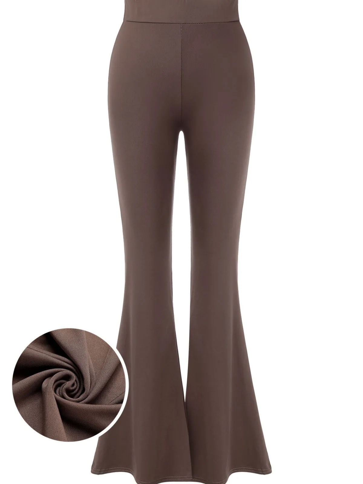 Hot Retro Stage Dark 1950s Solid Flared Pants Khaki